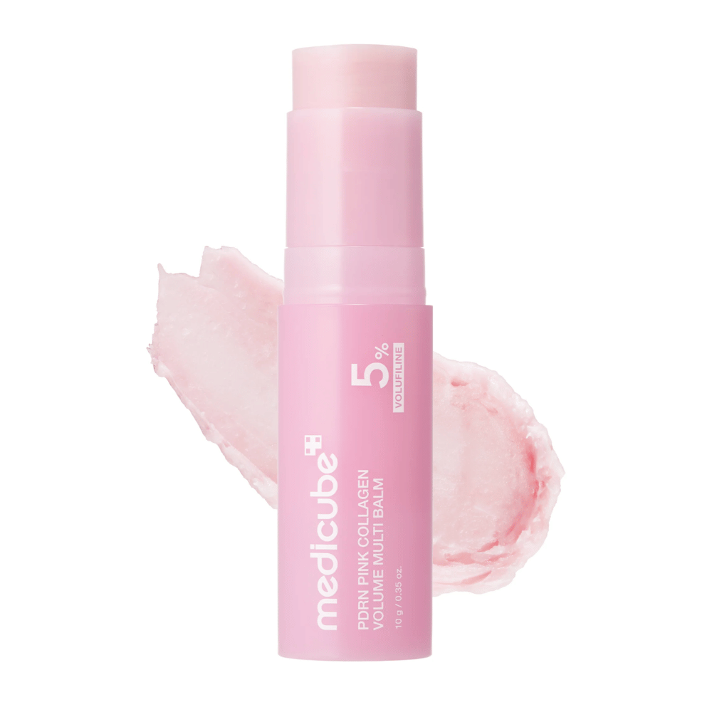 1. Medicube PDRN Pink Collagen Volume Multi Balm 10 g – stick balm rosa con PDRN e collagene, dalla consistenza cremosa, su sfondo bianco