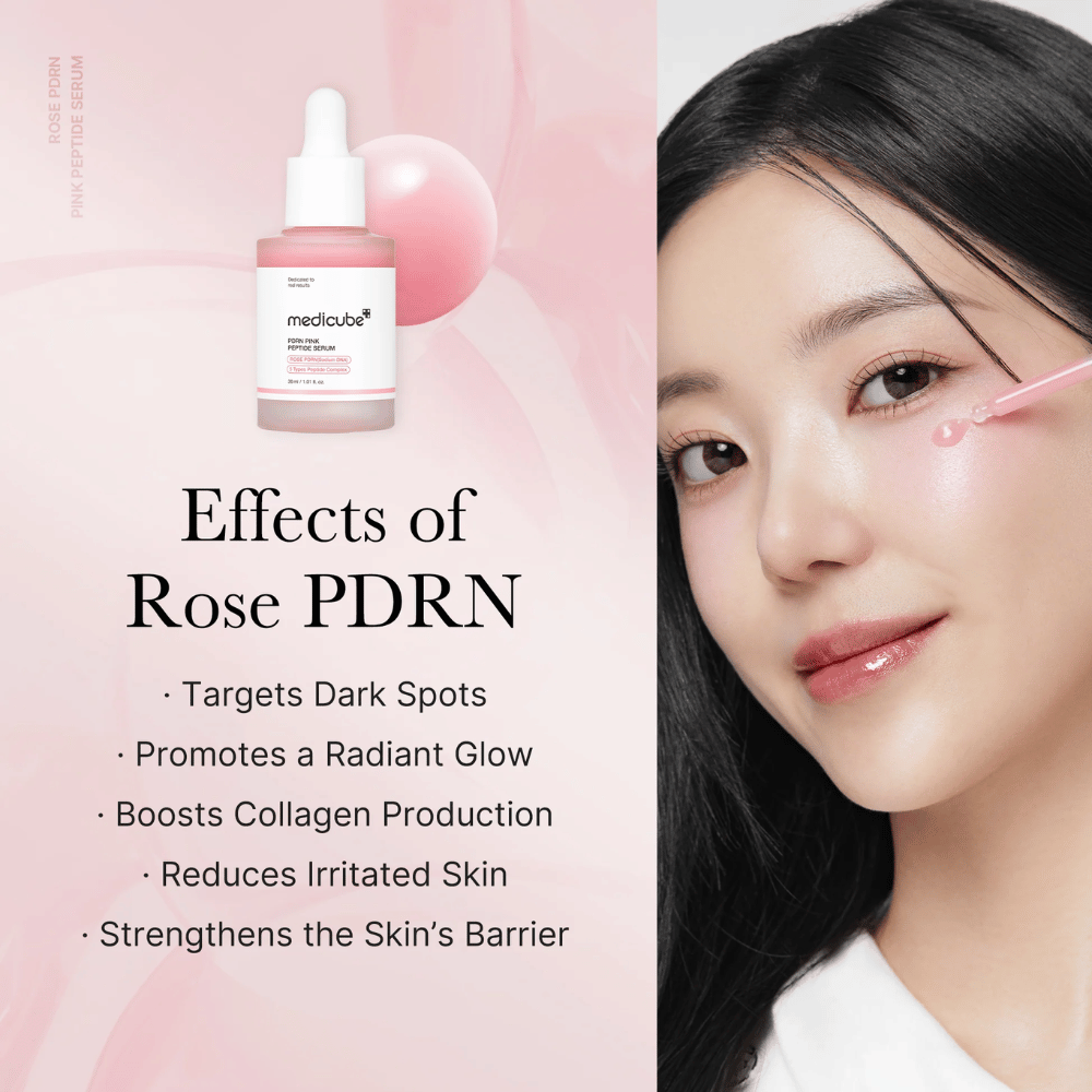 Effetti di Medicube Rose PDRN Pink Peptide Serum

🌟 Riduce le macchie scure
✨ Dona luminosità alla pelle
💖 Stimola la produzione di collagene
🌿 Calma la pelle irritata
🛡️ Rafforza la barriera cutanea

Perfetto per una pelle più uniforme, soda e radiosa!