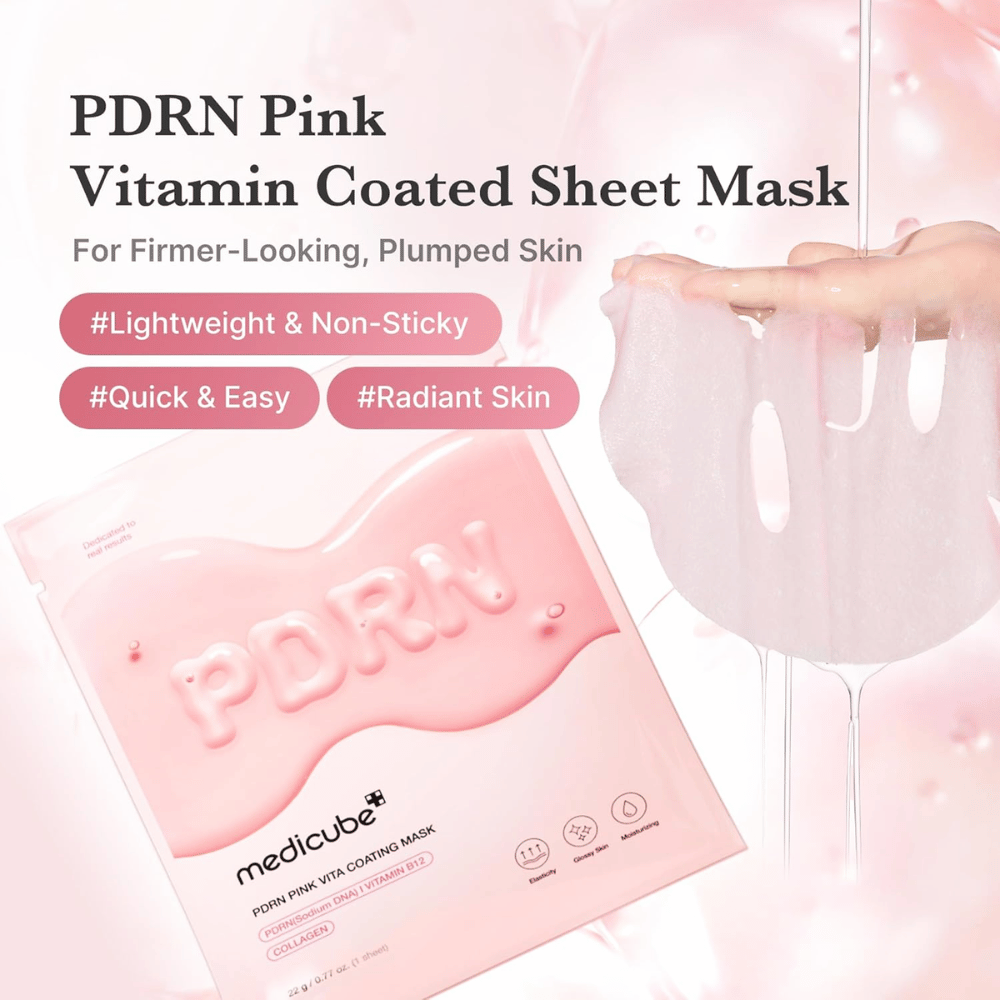 Immagine del prodotto con maschera e confezione – focus su sheet mask idratante con una sensazione leggera e non appiccicosa.