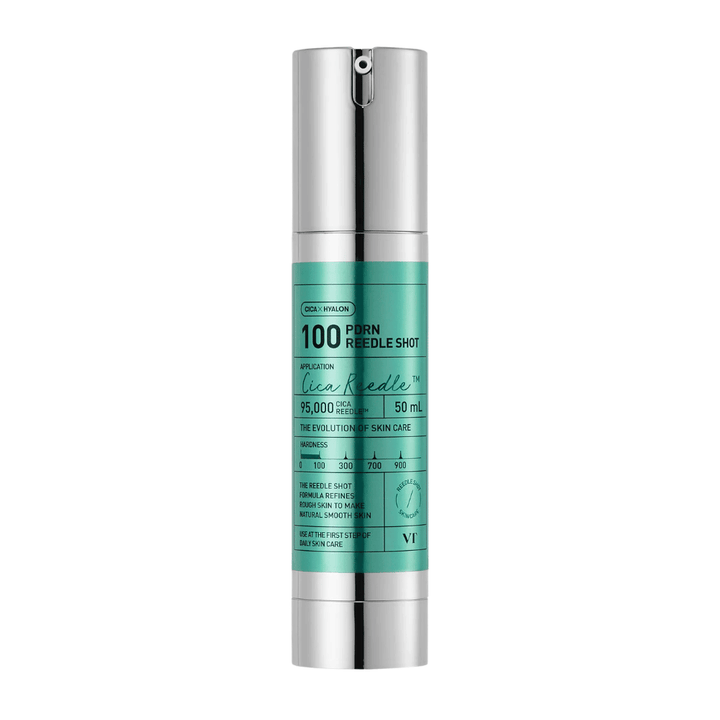 VT Cosmetics PDRN Reedle Shot 100 flacone dal design minimalista e formula attiva per migliorare la texture, la luminosità e l’elasticità della pelle