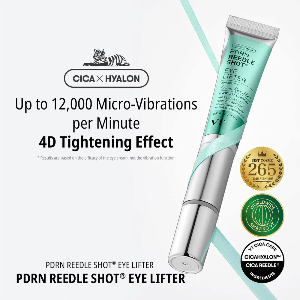 Contorno occhi  di VT Cosmetics con PDRN e micro-vibrazione che riduce le linee sottili, idrata in profondità e rende la pelle del contorno occhi più compatta