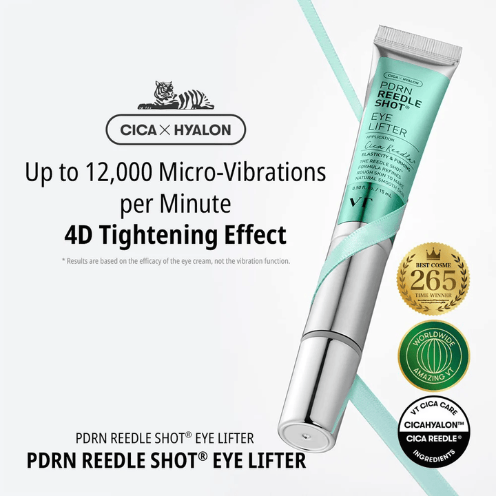 Contorno occhi  di VT Cosmetics con PDRN e micro-vibrazione che riduce le linee sottili, idrata in profondità e rende la pelle del contorno occhi più compatta