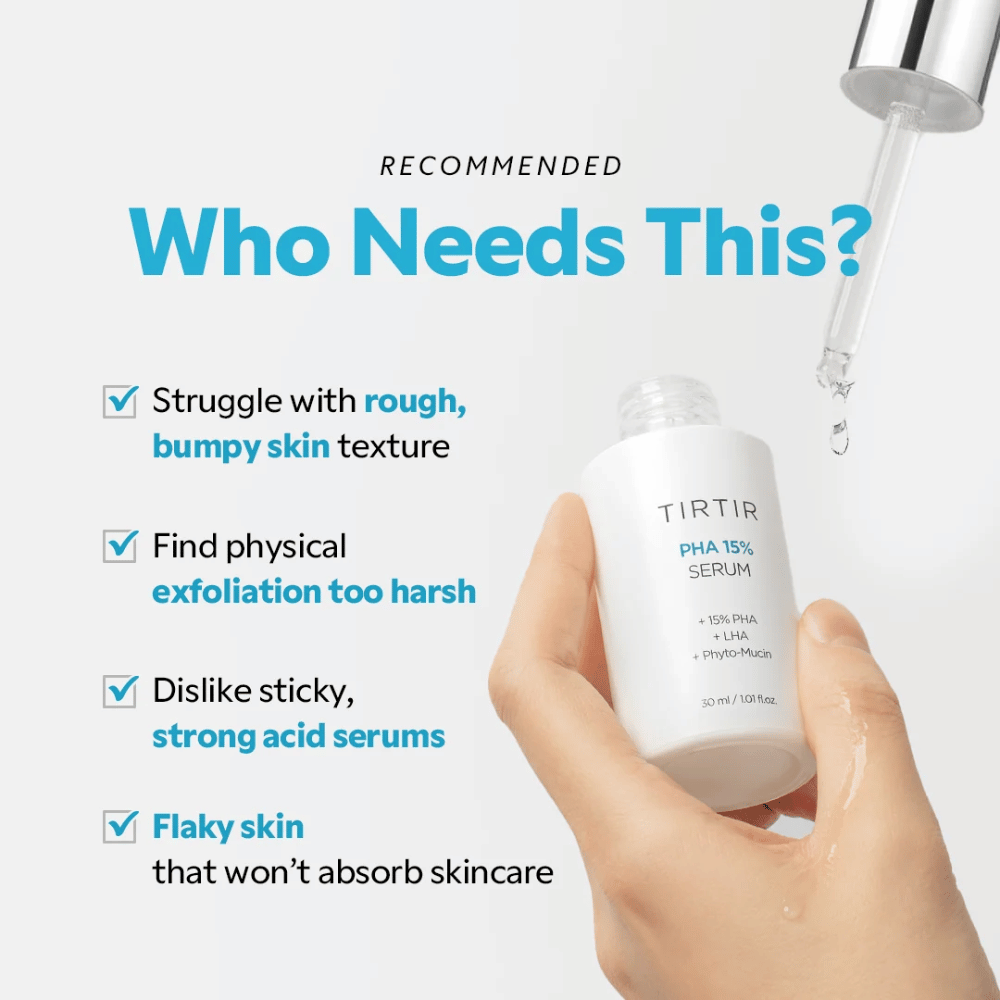 TIRTIR PHA 15% Serum – siero esfoliante per una texture della pelle irregolare e ruvida