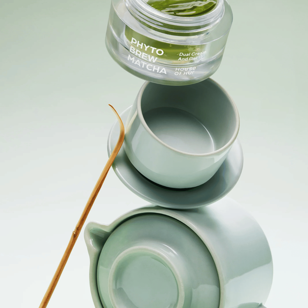 House of Hur crema al matcha con un’esclusiva formula a due parti che combina gel leggero e crema nutriente per una cura della pelle personalizzata