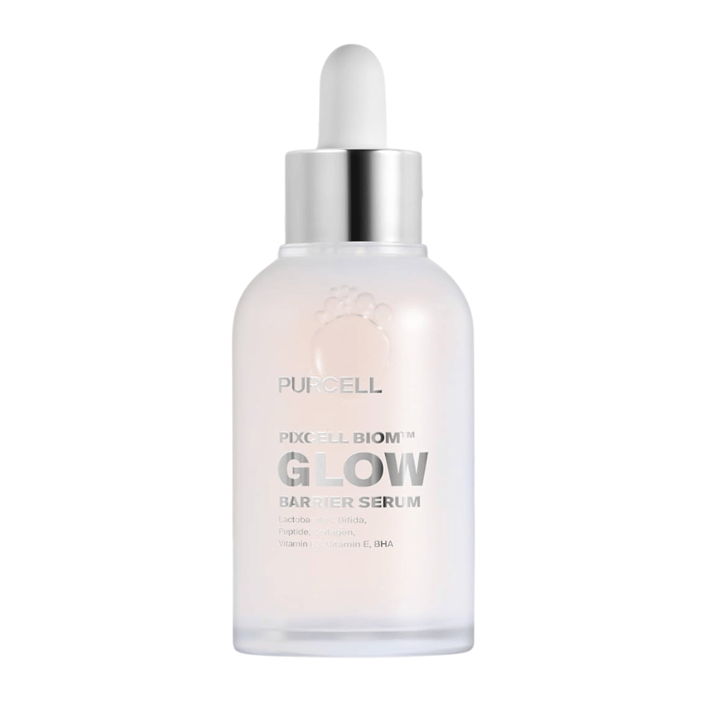 Immagine del prodotto di PURCELL Pixcell Biom Glow Barrier Serum in bottiglia di vetro smerigliato con pipetta - rafforza la barriera cutanea e dona una luminosità naturale.
