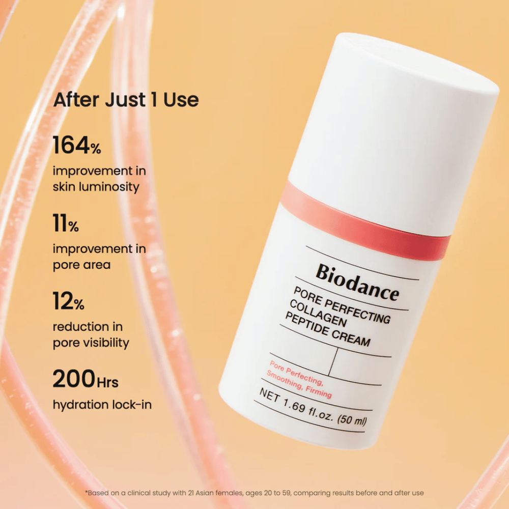 Biodance Pore Perfecting Collagen Peptide Cream risultato – minimizza i pori, aumenta la luminosità e offre 200 ore di idratazione