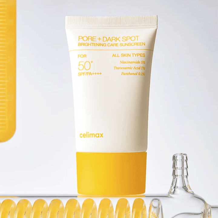 Celimax Pore+Dark Spot Brightening Care Sunscreen SPF50+ PA++++ 50 ml – protezione solare per tutti i tipi di pelle che riduce le macchie scure e uniforma il tono della pelle