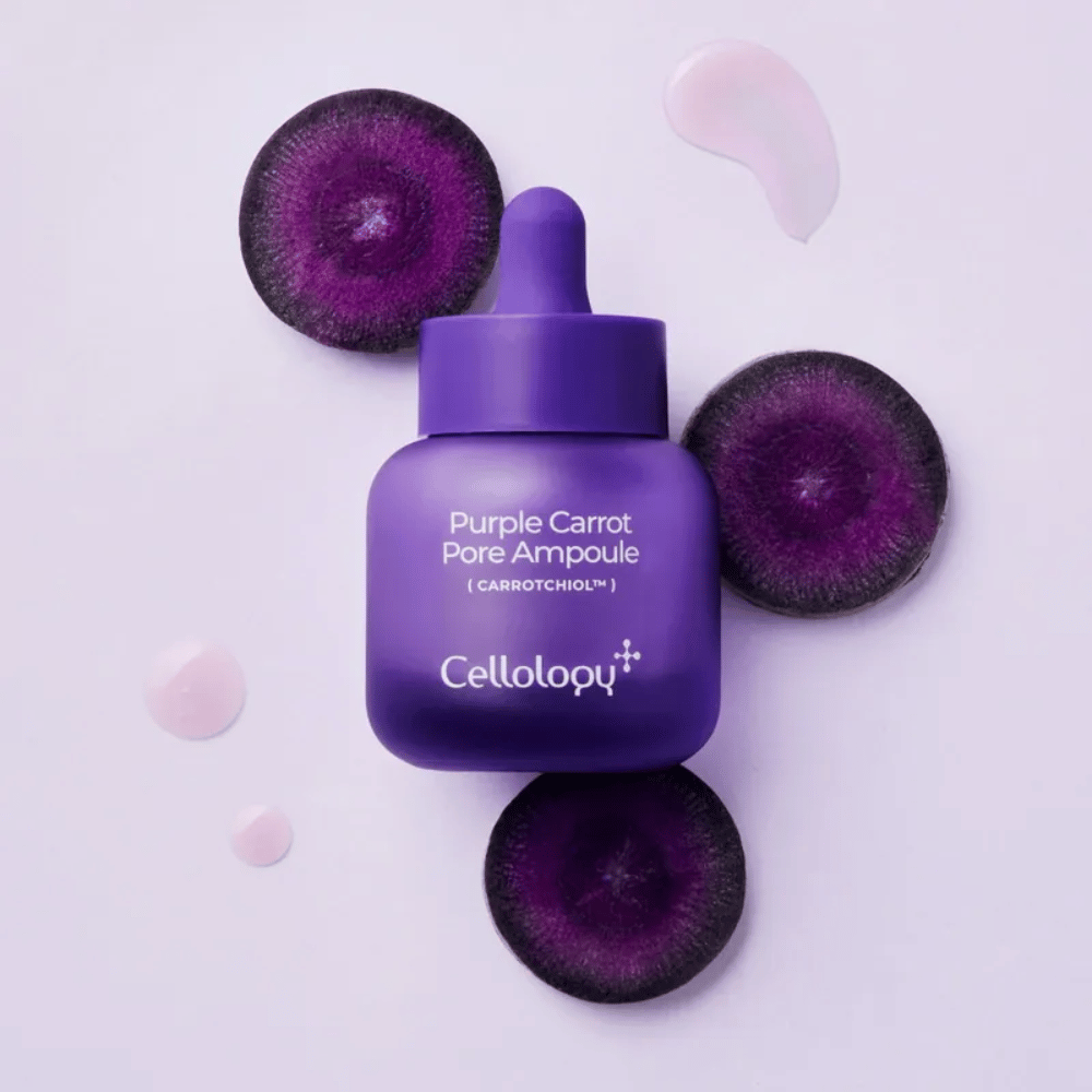 Cellology Purple Carrot Pore Ampoule con carota viola e Carrotchiol per la cura dei pori e una sensazione della pelle più liscia.