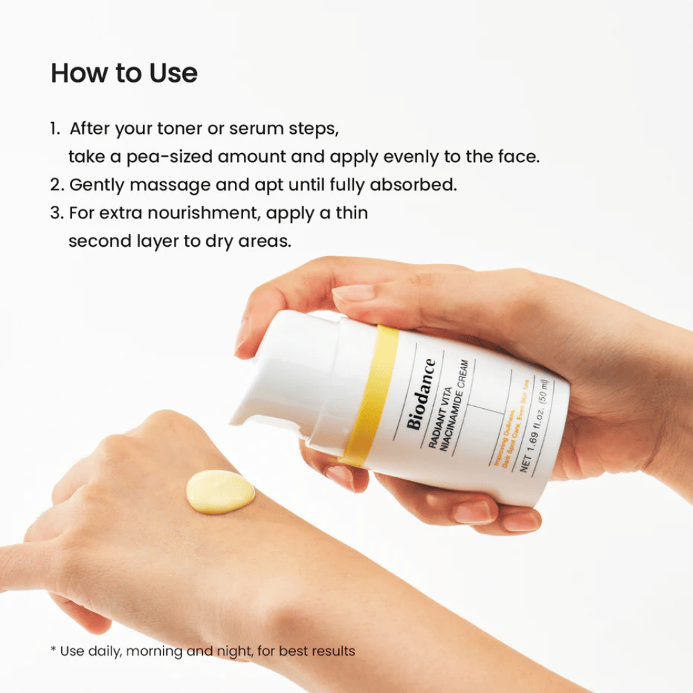 Come usare Biodance crema niacinamide – applicazione dopo tonico viso o siero