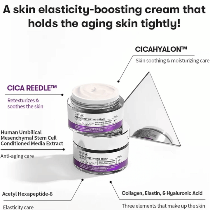 VT Cosmetics Reedle Shot Lifting Cream crema viso con Cica Reedle che migliora l'elasticità della pelle, idrata e dona una pelle più soda.