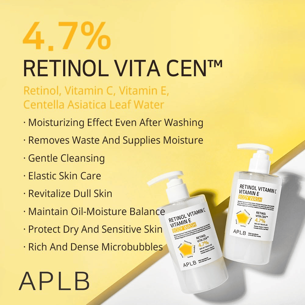 5. APLB Retinol Vitamin C Vitamin E Body Wash – detergente corpo con complesso Retinol Vita Cen al 4,7% per una pelle morbida e idratata