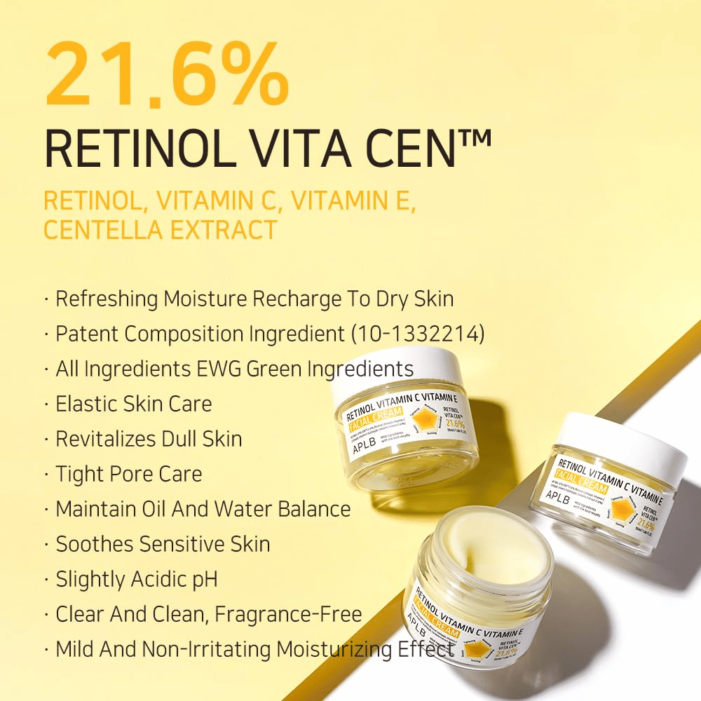 APLB Retinol Vitamin C Vitamin E Facial Cream con Retinol Vita Cen e proprietà per la cura della pelle