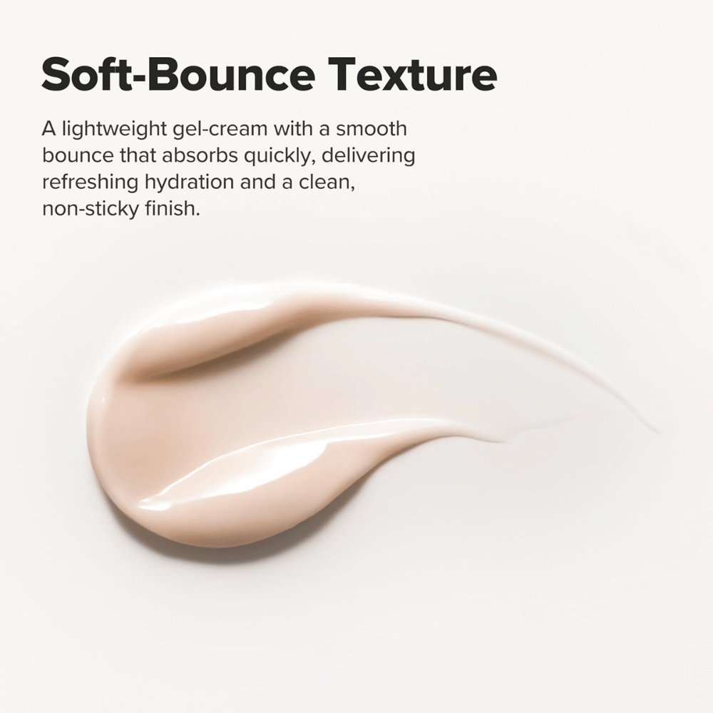 Beauty of Joseon Revive Firming Moisturizer texture in gel cremosa che si assorbe rapidamente e dona alla pelle idratazione e luminosità naturale.