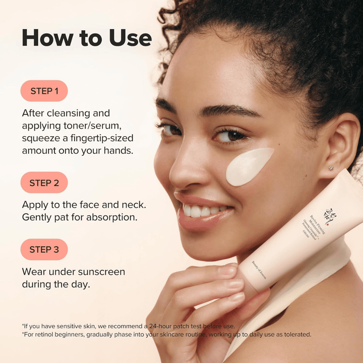 Immagine – how to use / applicazione
Beauty of Joseon Revive Firming Moisturizer si applica sul viso dopo la detersione, idrata la pelle e migliora l’elasticità grazie al retinolo.
