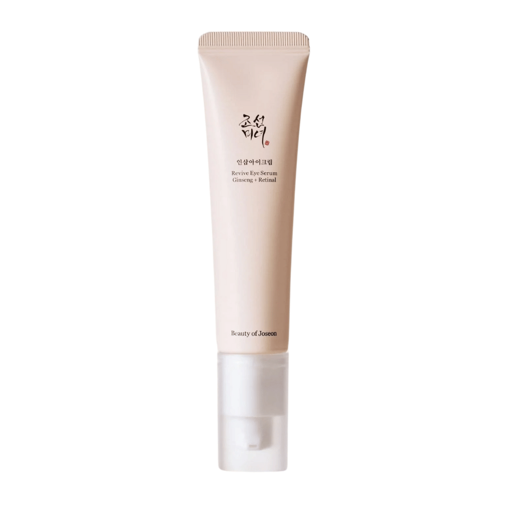 Beauty of Joseon Revive Eye Serum Ginseng + Retinal in tubo beige – siero per occhi coreano che riduce le linee sottili e rafforza la pelle intorno agli occhi.