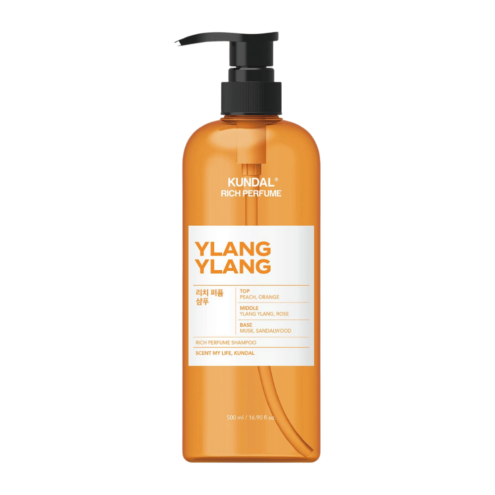 1. KUNDAL Rich Perfume Shampoo Ylang Ylang 500 ml – shampoo profumato con note di pesca, arancia, ylang-ylang e rosa