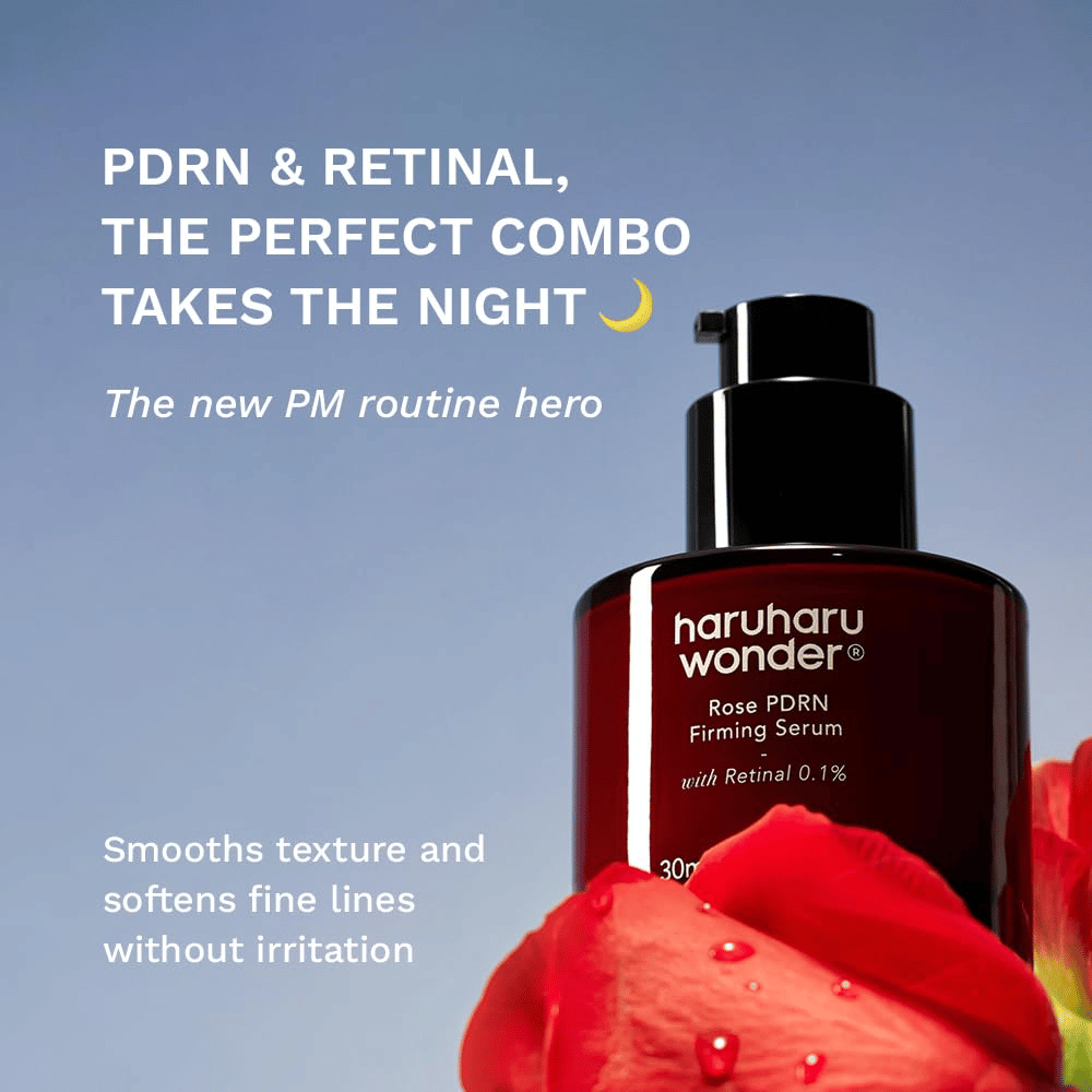 Haruharu Wonder Rose PDRN Firming Serum con PDRN e retinale 0,1% per linee sottili e grana della pelle
