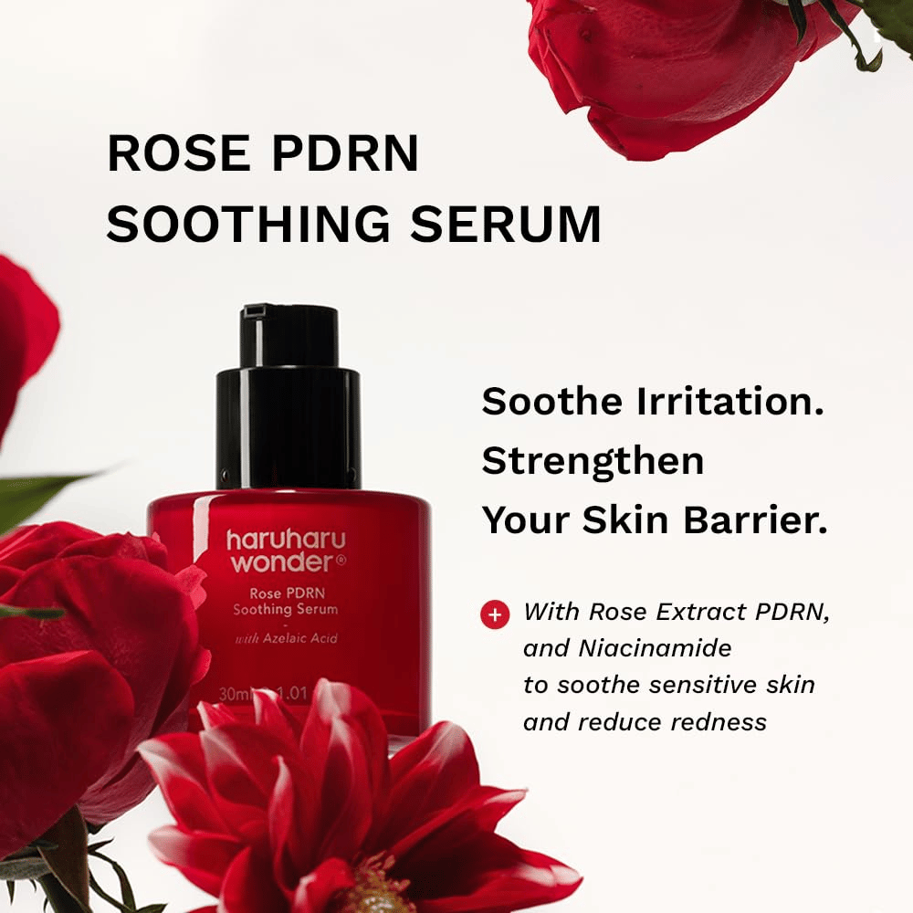 Haruharu Wonder Rose PDRN Soothing Serum con PDRN, acido azelaico e niacinamide per rossore e barriera cutanea