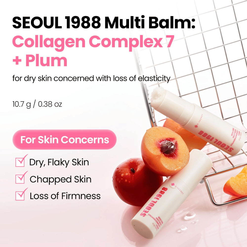 K-SECRET SEOUL 1988 Multi Balm Collagen Complex 7 + Plum 10,7 g – balsamo idratante per pelle secca e pelle con tonicità ridotta.