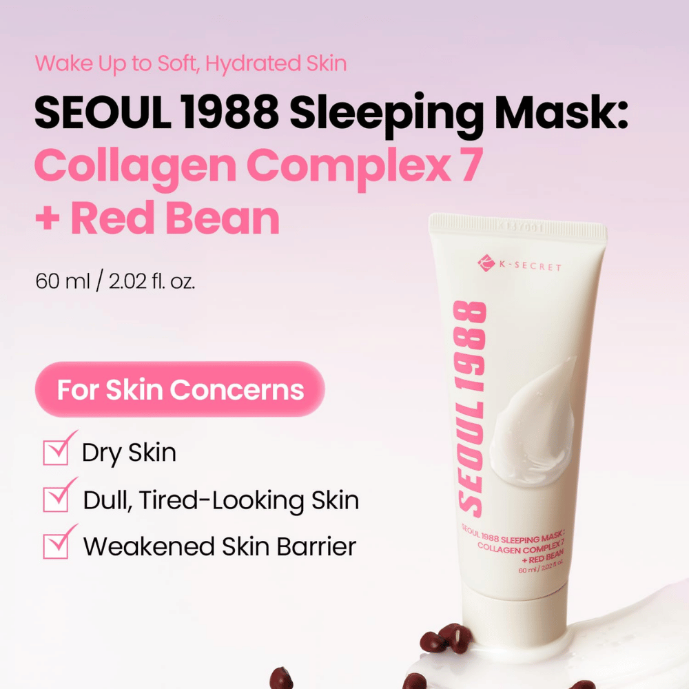 K-SECRET SEOUL 1988 Sleeping Mask 60 ml – maschera notte coreana per pelle secca, spenta e disidratata.