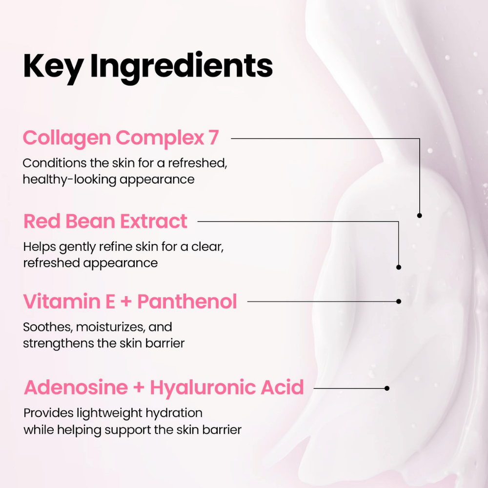 K-SECRET SEOUL 1988 Sleeping Mask – contiene Collagen Complex 7, estratto di fagiolo rosso, vitamina E, pantenolo, adenosina e acido ialuronico.