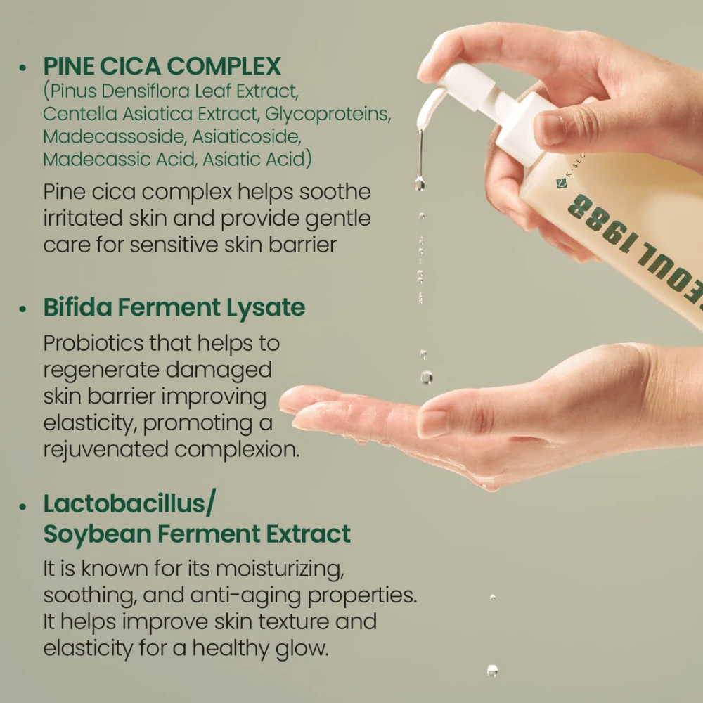 Immagine con ingredienti principali in SEOUL 1988 Cleansing Oil