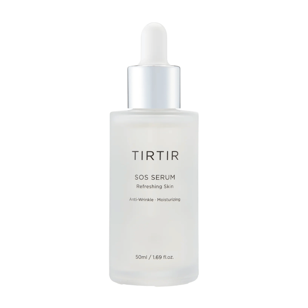Bottiglia con TIRTIR SOS Serum, destinata alla cura della pelle rinfrescante e idratante.