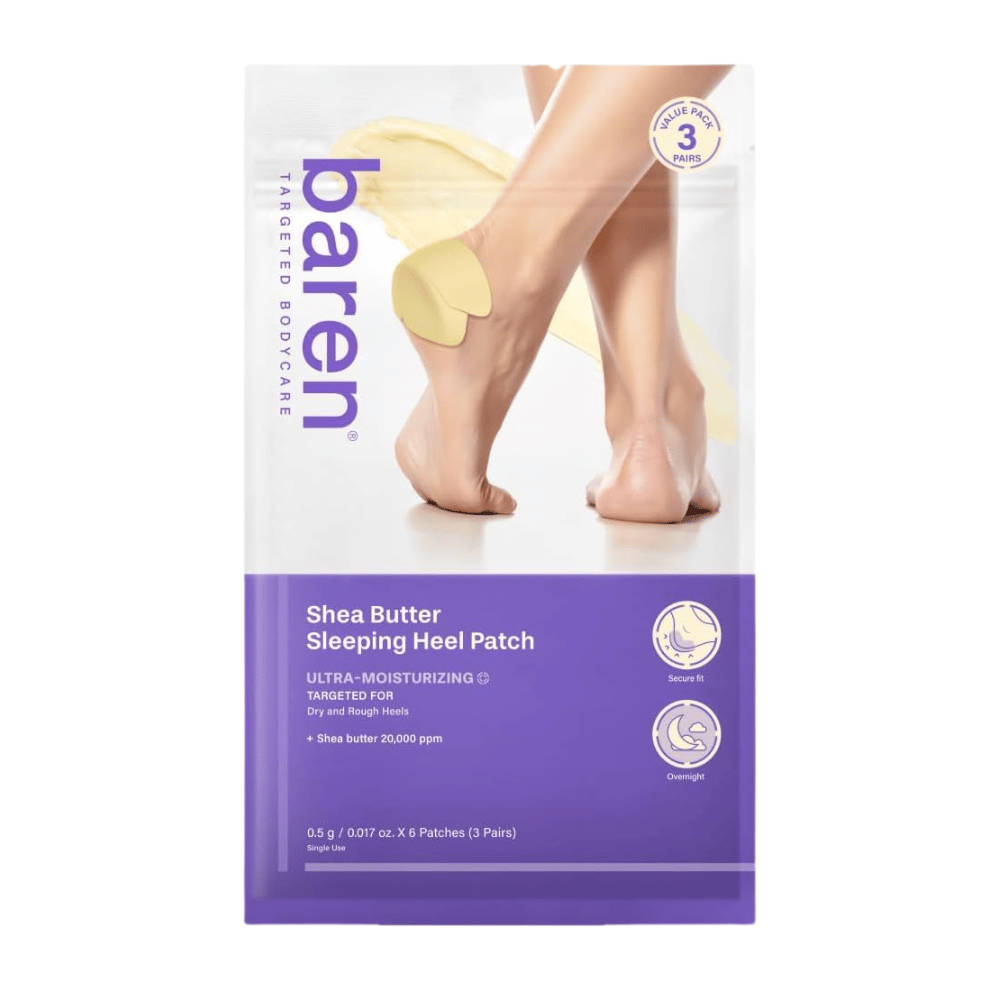 BAREN Shea Butter Sleeping Heel Patch – confezione da 6 patch per talloni secchi e ruvidi