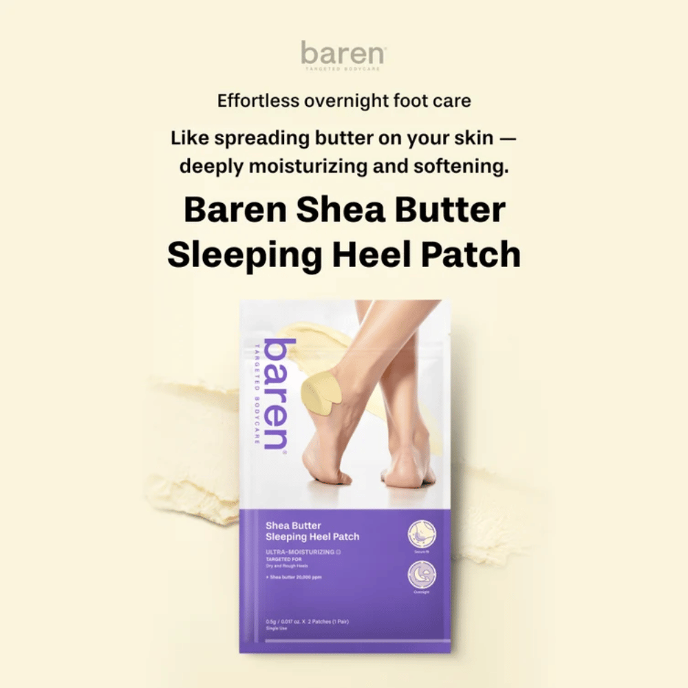 BAREN Shea Butter Sleeping Heel Patch – trattamento notturno idratante con burro di karité per talloni secchi