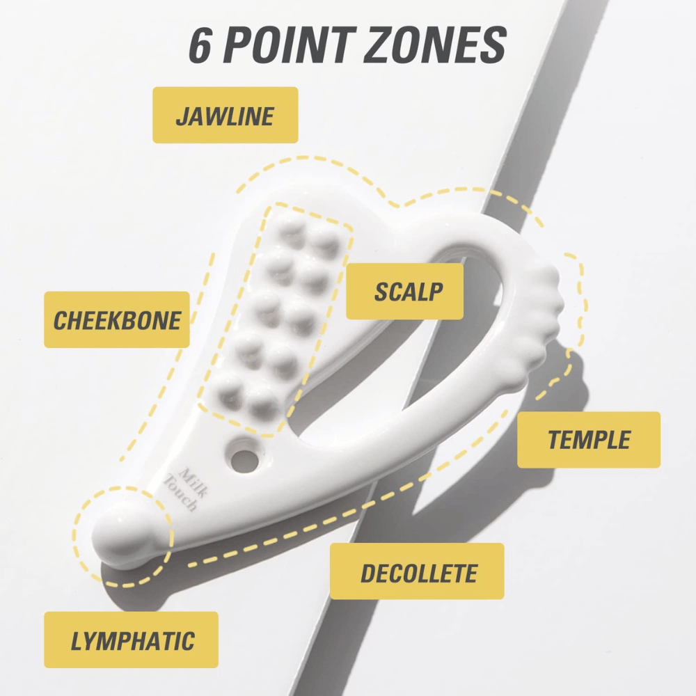 Zone a 6 punti Slim Face Ceramic Gua Sha per contorni naturali da Milk Touch.