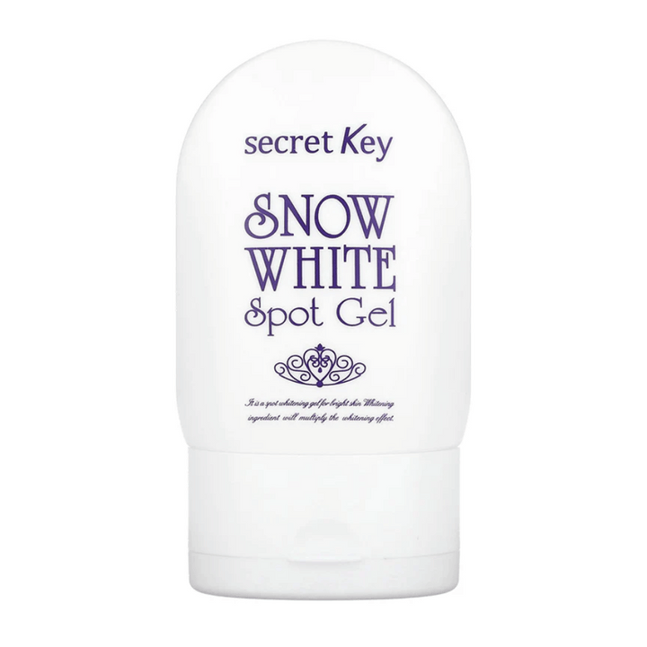 Produktbild på Secret Key Snow White Spot Gel i vit förpackning med lila text.