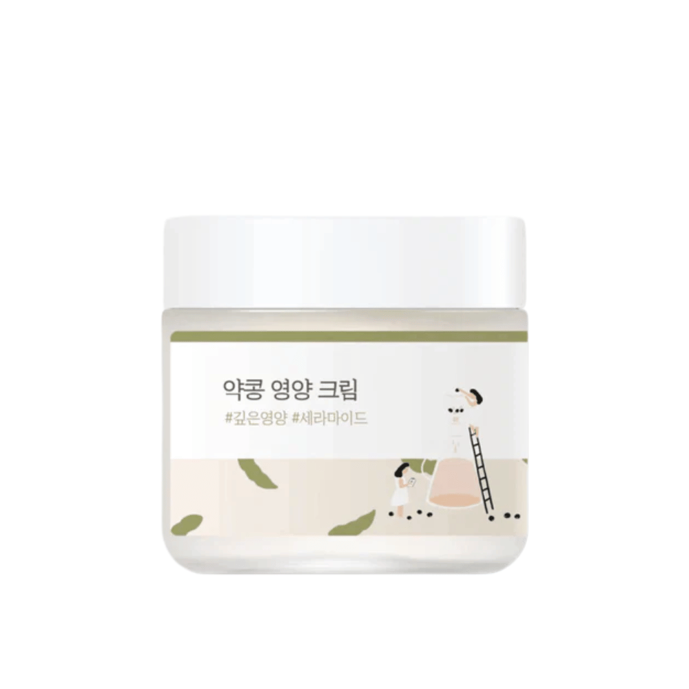 Mixsoon Soybean Nourishing Cream in barattolo di vetro con coperchio bianco ed etichetta verde. Una crema profondamente nutriente per pelle secca e sensibile.