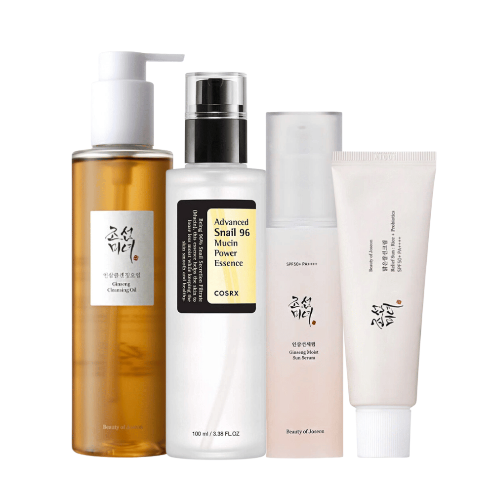 K-Beauty Il Summer Essentials Kit contiene essenza di mucina di lumaca e olio detergente al ginseng.