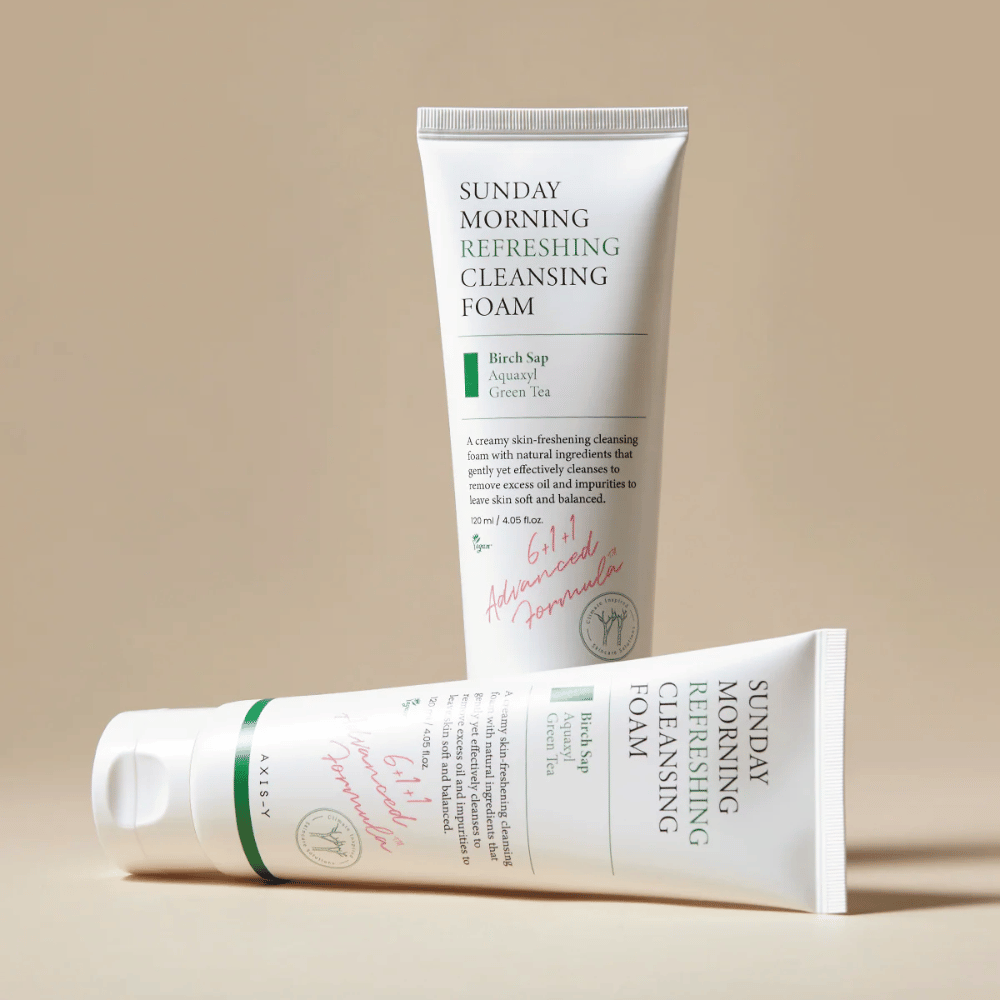 AXIS-Y Sunday Morning Refreshing Cleansing Foam con due prodotti e ingredienti naturali