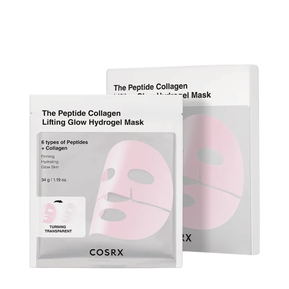 Immagine del prodotto di COSRX Peptide Collagen Lifting Glow Hydrogel Mask – rassodante e idratante maschera viso con peptidi e collagene.