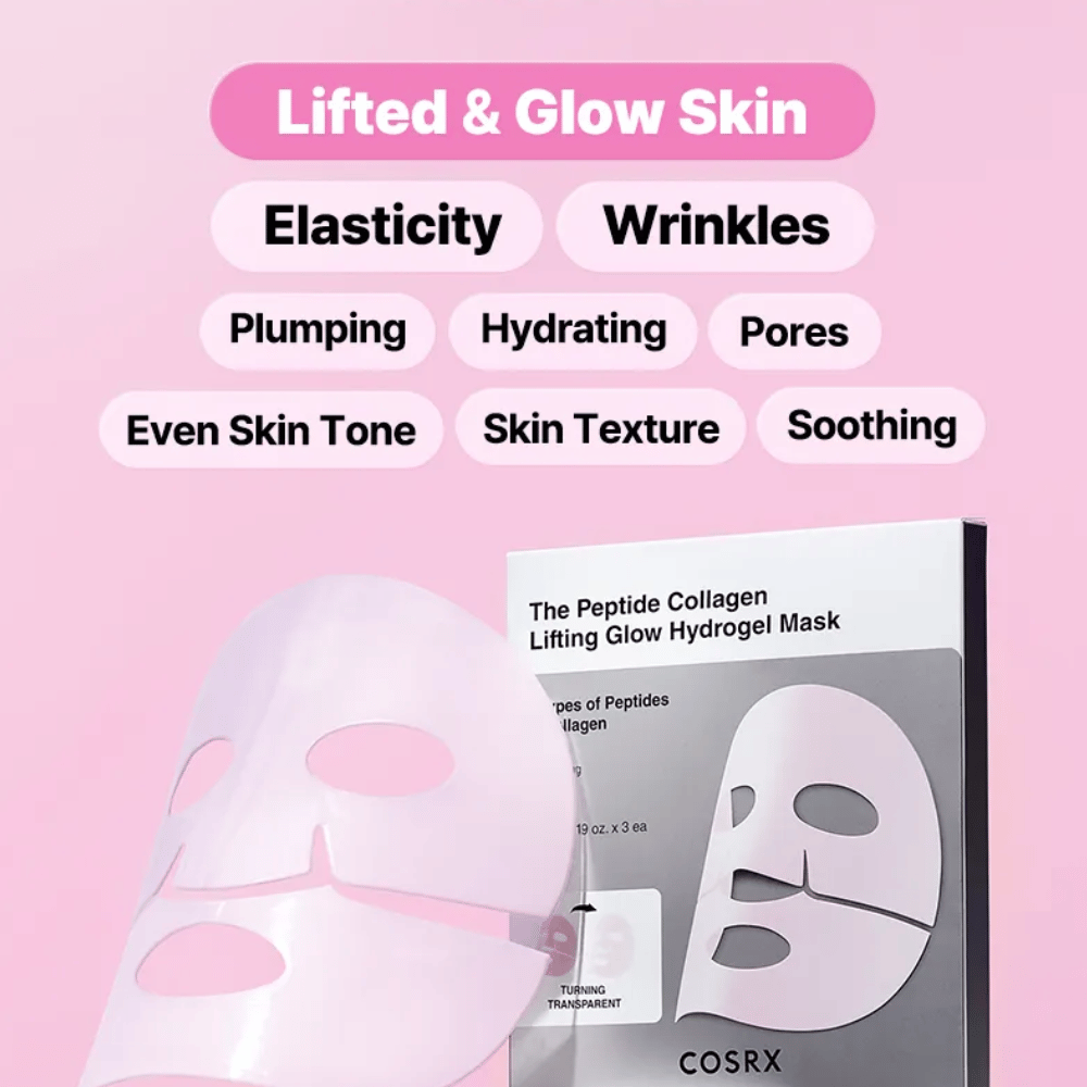 COSRX Peptide Collagen Mask – migliora elasticità, idratazione, tono e struttura della pelle per una pelle uniforme e luminosa.