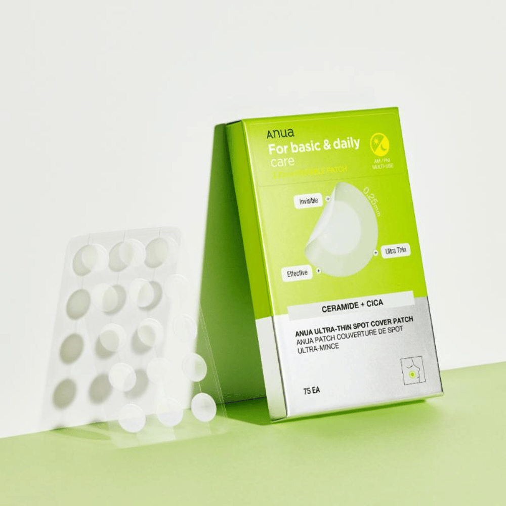 Anua Ultra-Thin Spot Cover Patch sono perfetti per la cura quotidiana delle macchie. Con un design ultra sottile e ingredienti come ceramidi e Cica, calmano la pelle, proteggono dall'inquinamento e sono invisibili durante l'uso. Per una cura della pelle semplice ed efficace!