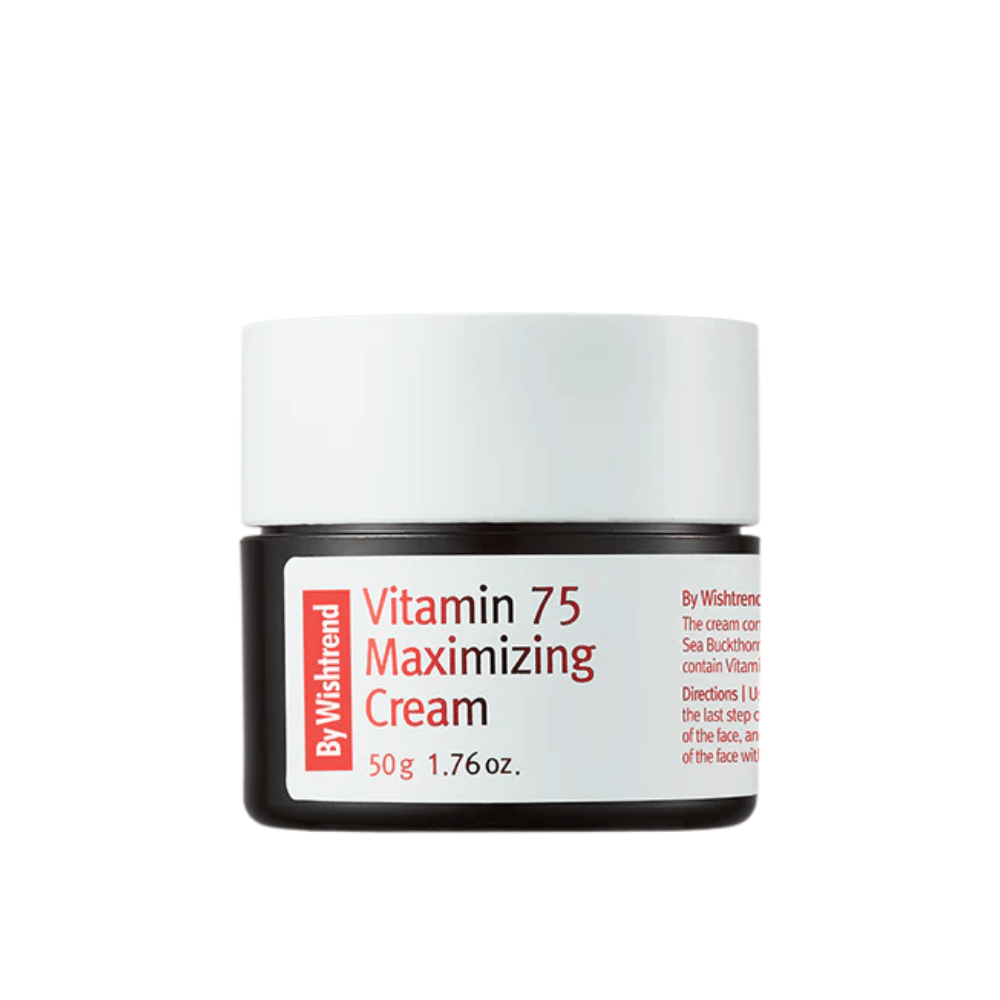 By Wishtrend Vitamin 75 Maximizing Cream consistenza in crema in barattolo che si assorbe rapidamente e idrata la pelle senza risultare pesante.