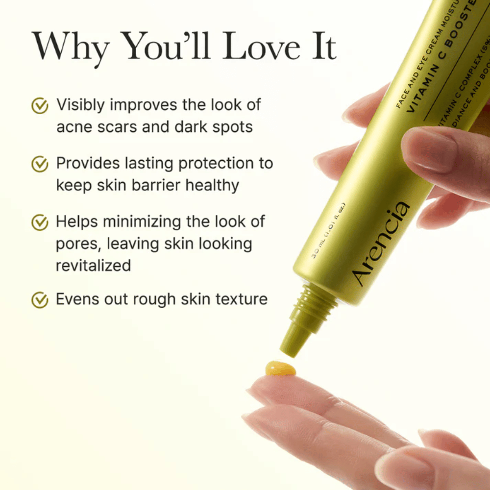 Arencia Vitamin C Booster Shot vantaggi – siero alla vitamina C che migliora le cicatrici da acne e le macchie scure, rafforza la barriera cutanea, minimizza i pori e uniforma la texture della pelle