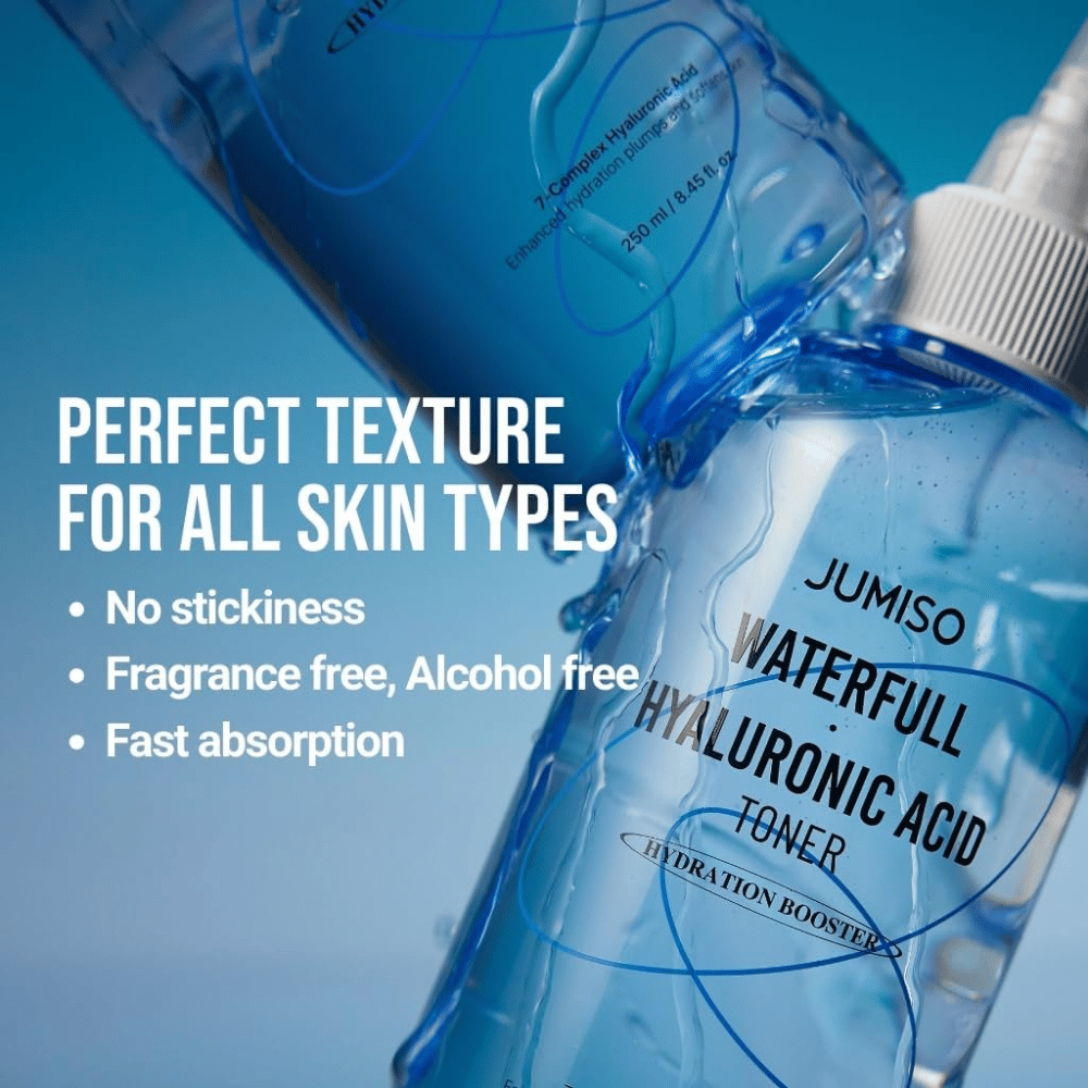 Jumiso Waterfull Hyaluronic Acid Tonico viso – acido ialuronico idratante tonico viso senza profumo e alcol, tonico viso ad assorbimento rapido per tutti i tipi di pelle