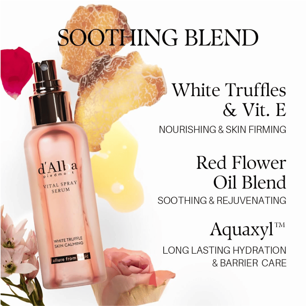 d'Alba White Truffle Vital Spray Serum – tartufo bianco, vitamina E, oli floreali e Aquaxyl per idratazione e cura della barriera cutanea