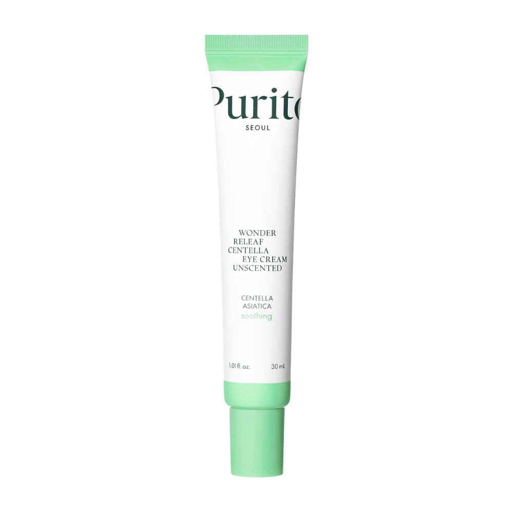 Purito Wonder Releaf Centella Eye Cream Unscented è una delicata crema contorno occhi arricchita con estratto di Centella Asiatica. Idrata e calma la pelle sensibile intorno agli occhi mentre rafforza la barriera cutanea e minimizza le linee sottili. Perfetta per la pelle sensibile.