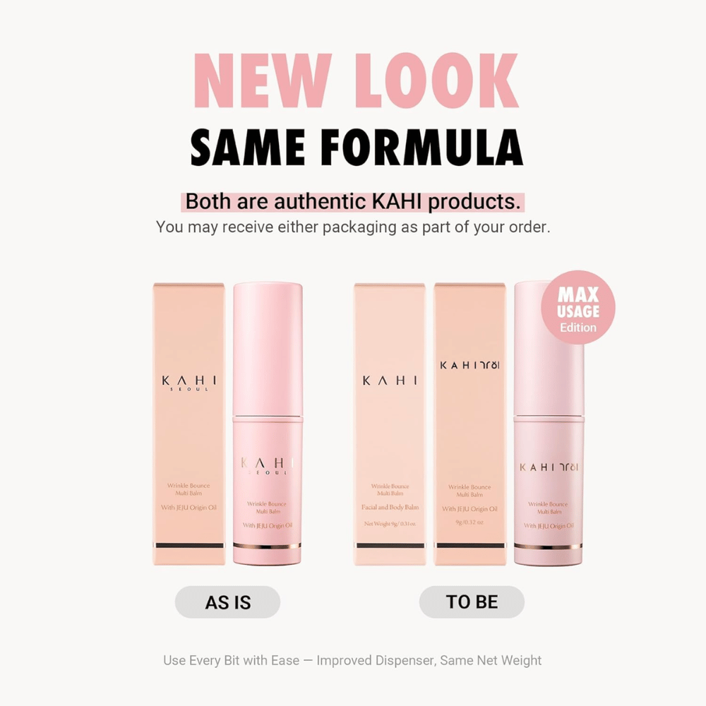 KAHI Wrinkle Bounce Multi Balm – nuovo design con la stessa formula, stick balsamo multifunzionale con Jeju Origin Oil per una pelle idratata e più elastica.
