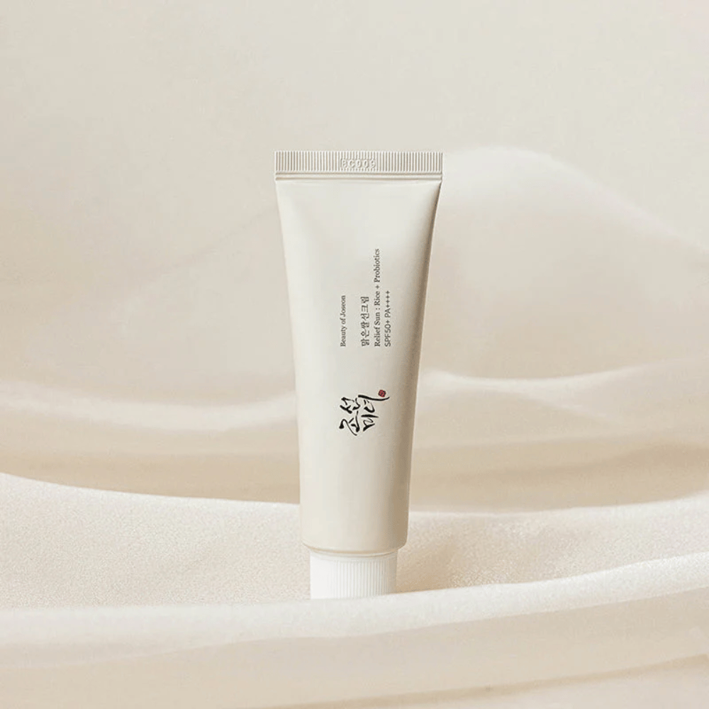 Beauty of Joseon Relief Sun SPF50+ PA++++ 50ml – popolare crema solare coreana con consistenza leggera, estratto di riso e probiotici per tutti i tipi di pelle.