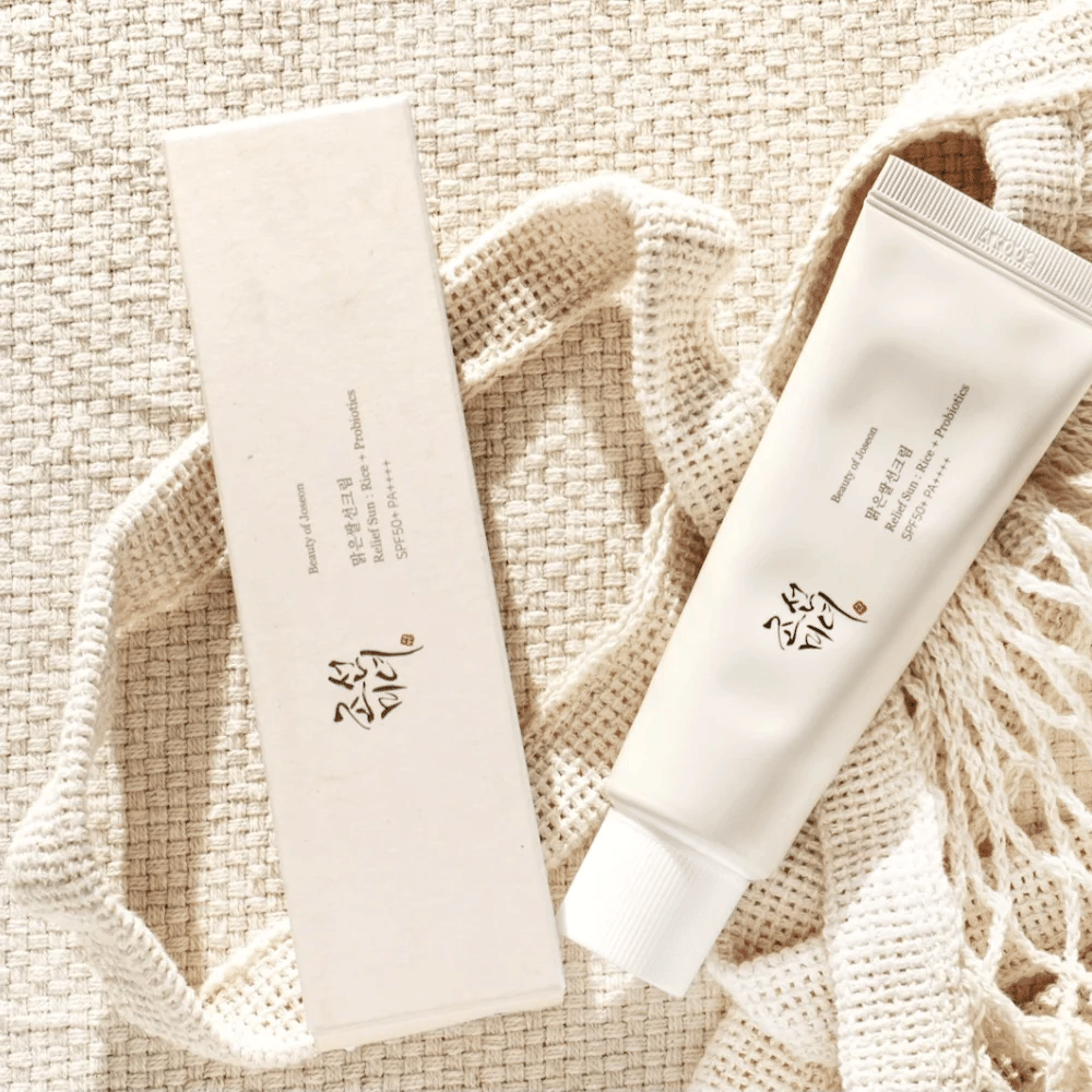 Beauty of Joseon Relief Sun SPF50+ PA++++ 50ml – crema solare leggera con estratto di riso e probiotici per protezione solare quotidiana e idratazione.