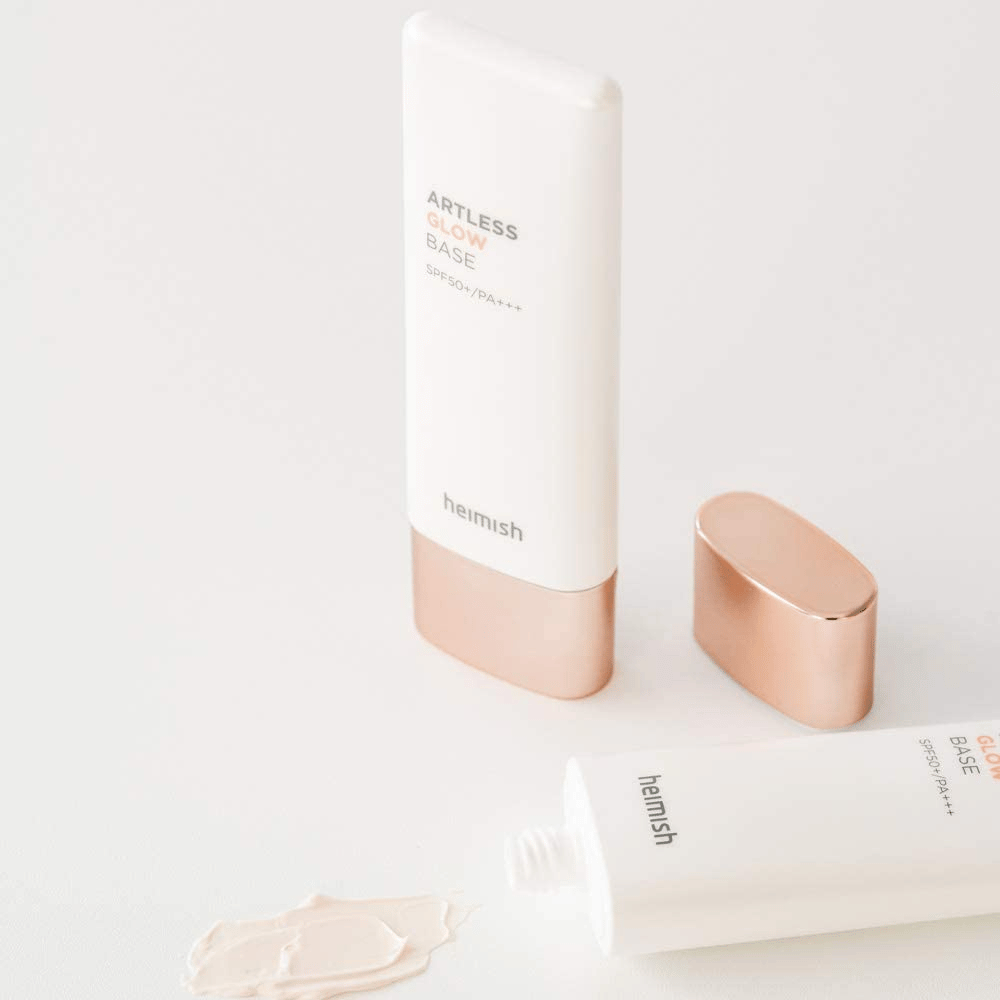 Un tubo heimish Artless Glow Base SPF 50+ PA+++ 40ml di crema solare.