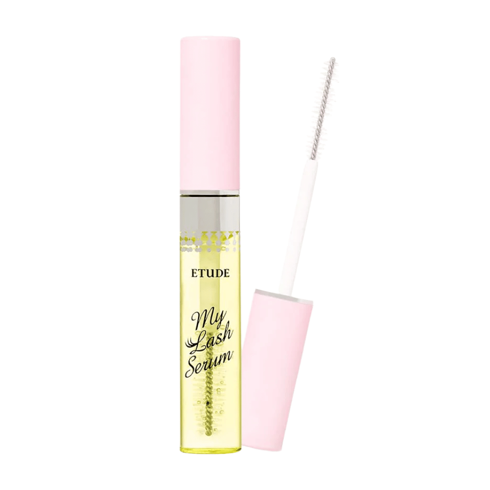 Una bottiglia di ETUDE's My Lash Serum 9g con tappo rosa.