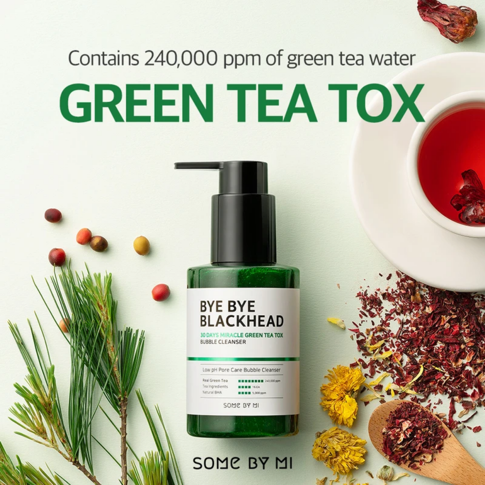SOME BY MI Bye Bye Blackhead 30 Days Miracle Green Tea Tox Bubble Cleanser 120g detergente per la pelle.