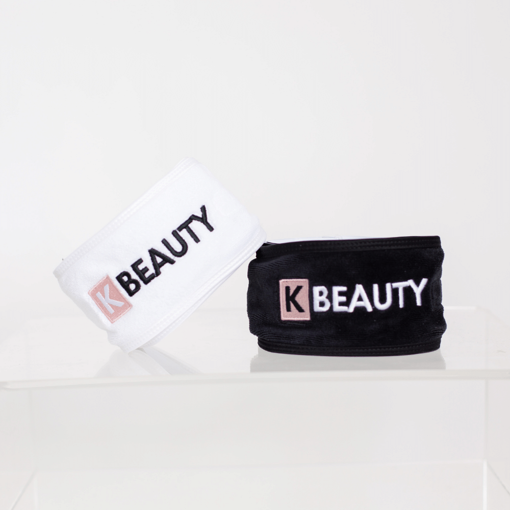 Due fasce per il trucco K-Beauty con la parola "bellezza" sopra.