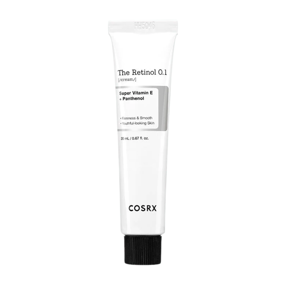 Un tubo COSRX Retinol 0.1 Crema 20ml su sfondo bianco.